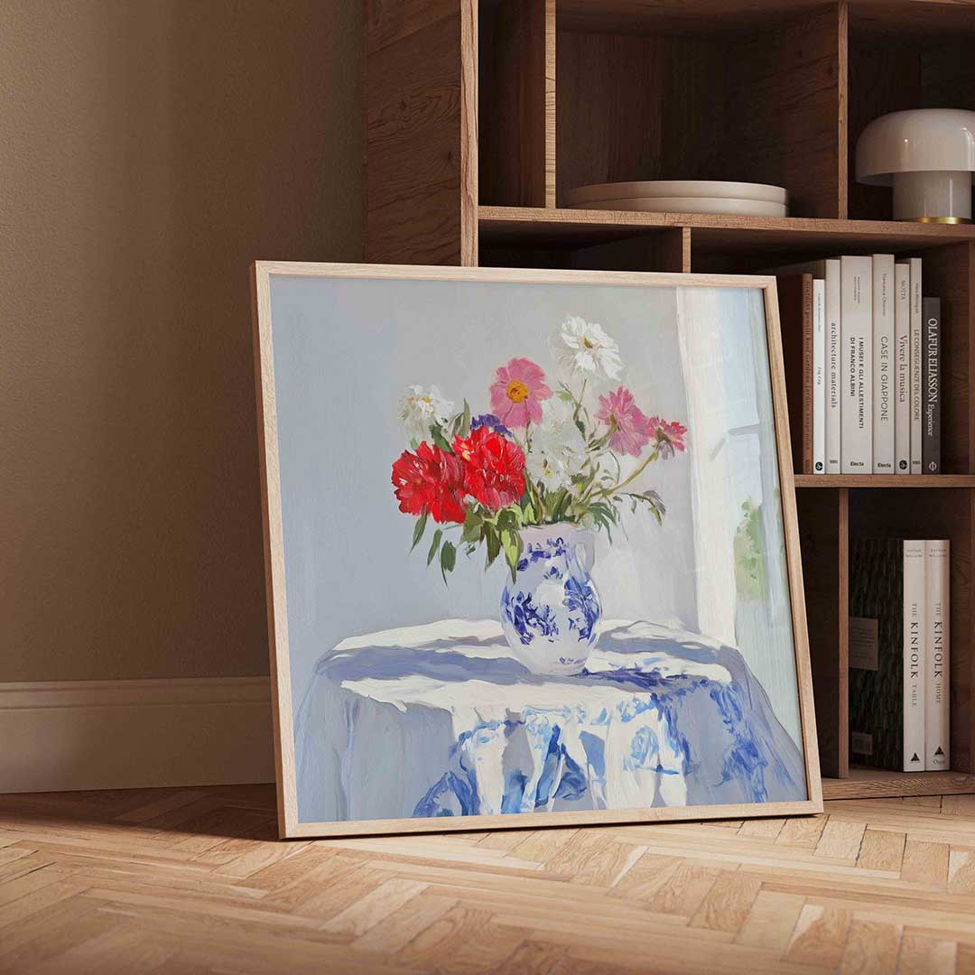 Bloemen in vaas – vierkante moderne wanddecoratie van WallArtistic