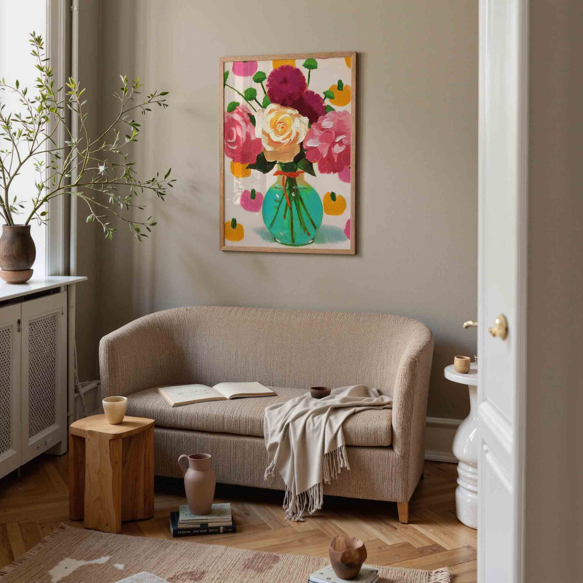 Bloemen in vaas – illustratie poster in staand formaat