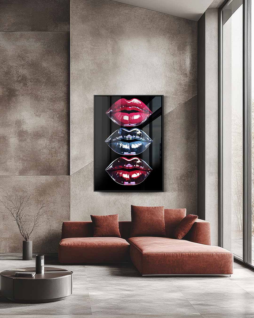 Kleurrijke Lippenkunst – staande wandkunst voor woonkamer of interieur