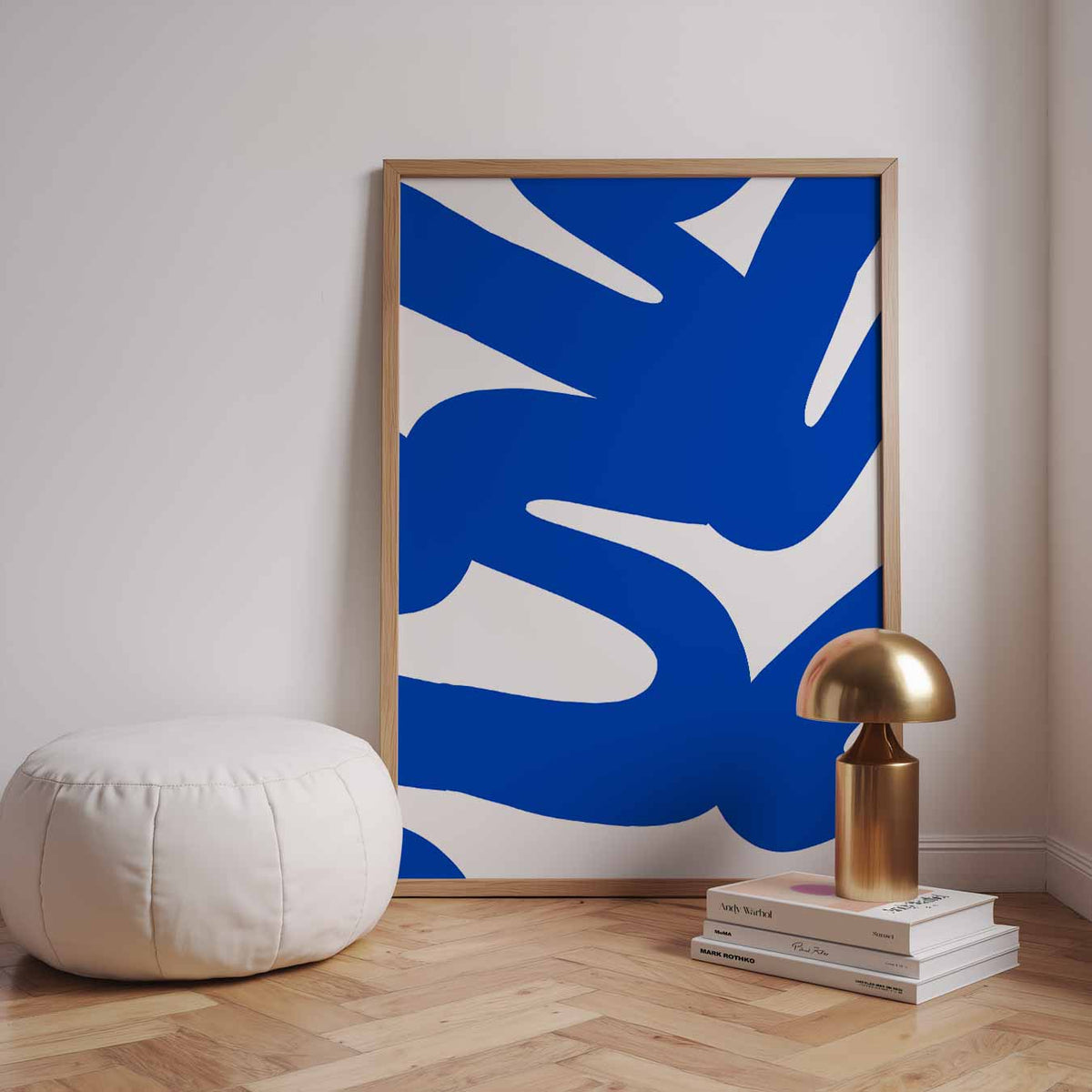 Abstracte Blauw-Witte Kunstposter – staande kleurrijke abstracte wanddecoratie van WallArtistic