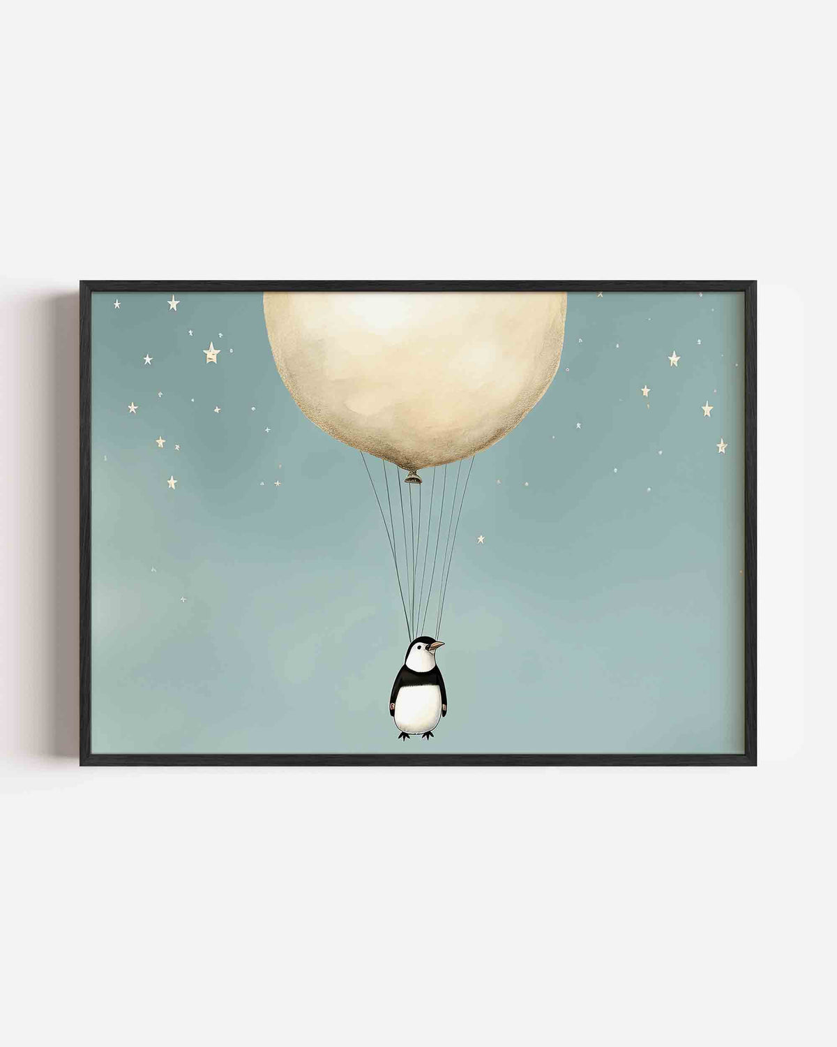 Pinguïn met ballon – landscape kinderposter als wanddecoratie