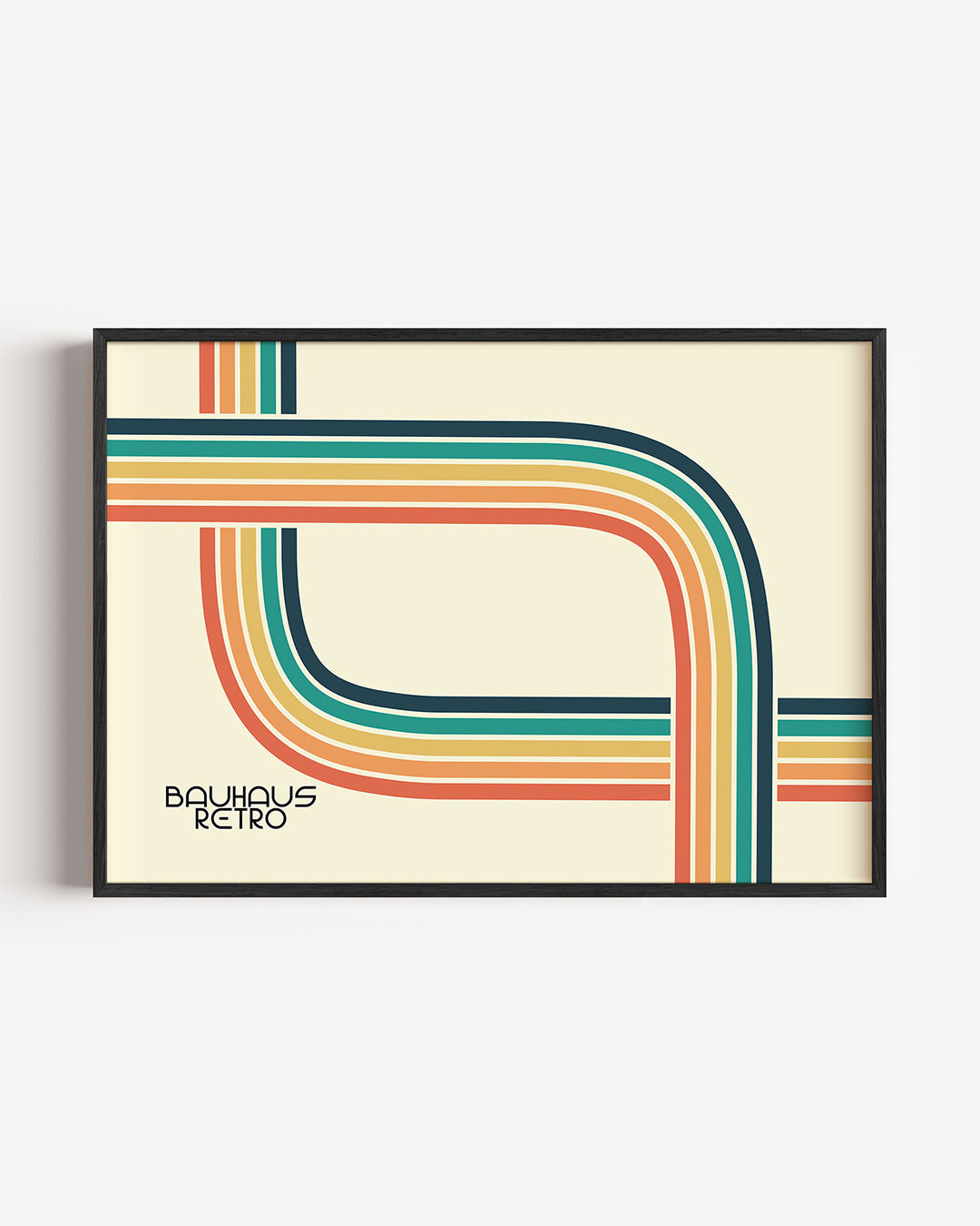 Lijnen en kleurvlakken – liggende Bauhaus poster als wanddecoratie