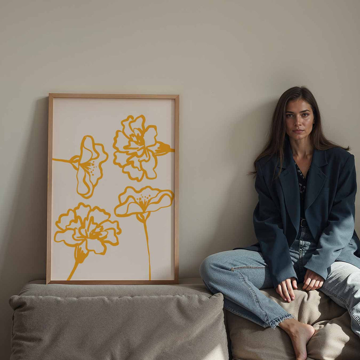 Bloeiende Oranje Bloemen – staande keuken wanddecoratie van WallArtistic