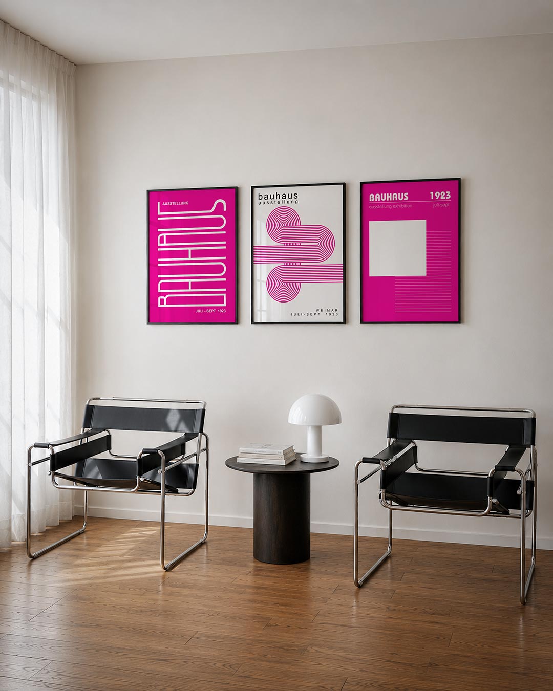 Lijnen en kleurvlakken posterset – tweede productweergave – deze posterset in drie delen toont een speels lijnenspel op een