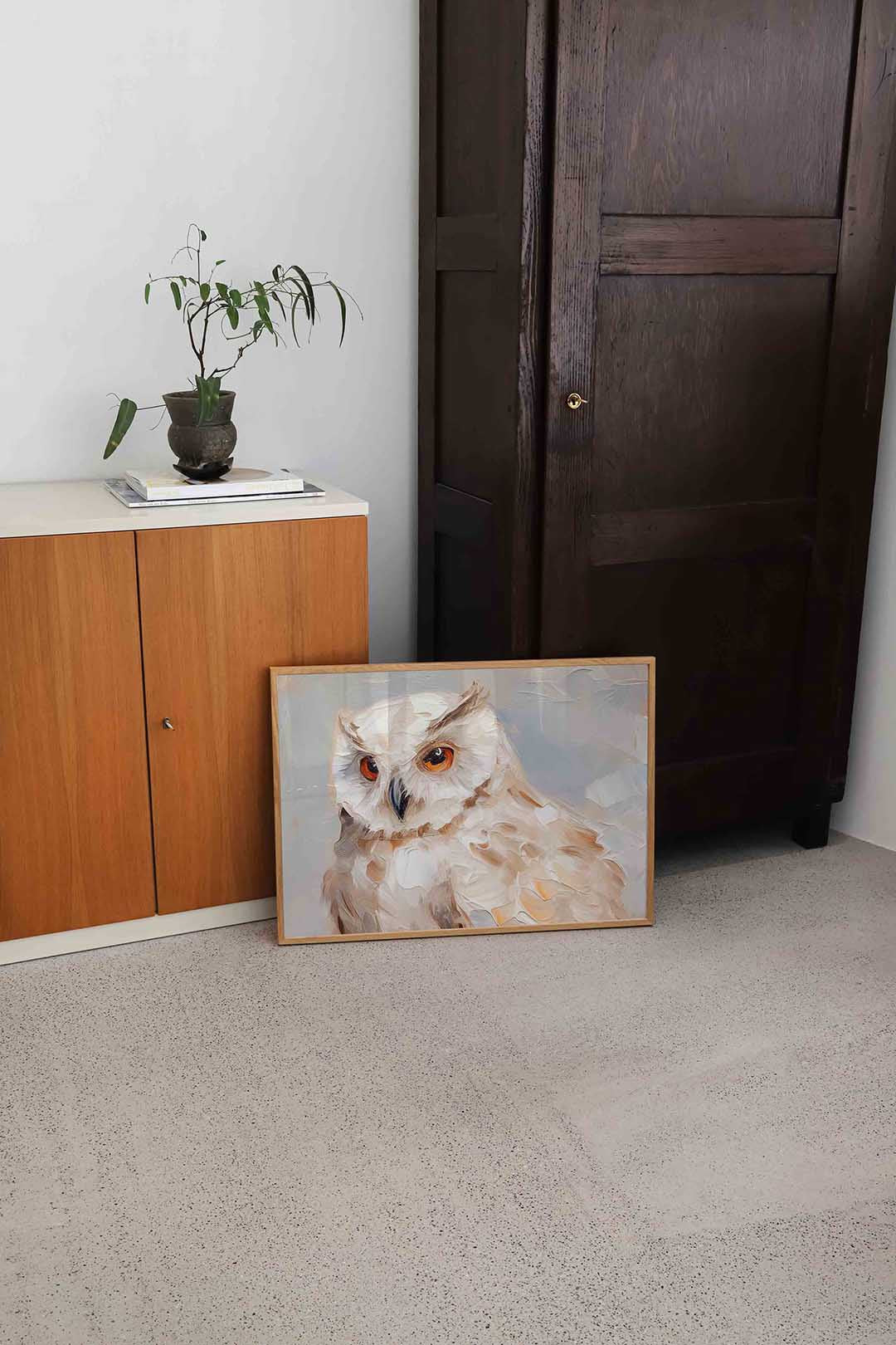 Uil met oranje ogen – dierenillustratie als landscape poster