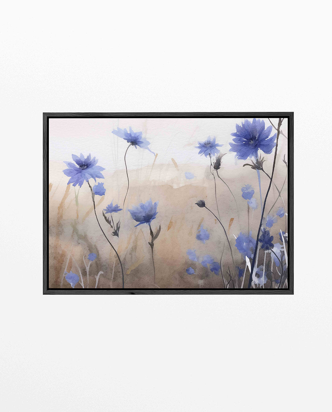 Bloemen in blauwtinten – Abstract kunstwerk – liggend abstract kunstwerk
