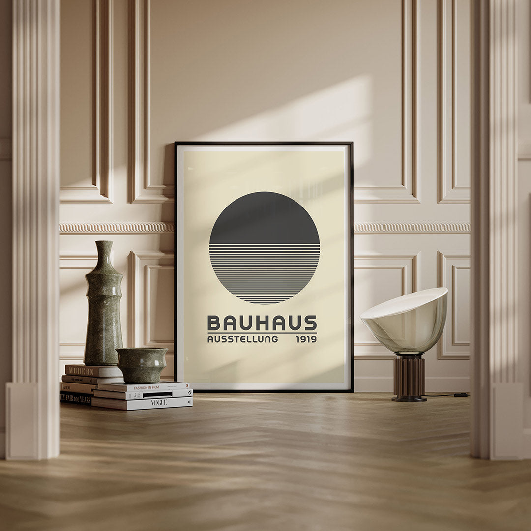 Cirkel en lijnen – moderne Bauhaus wandkunst als poster