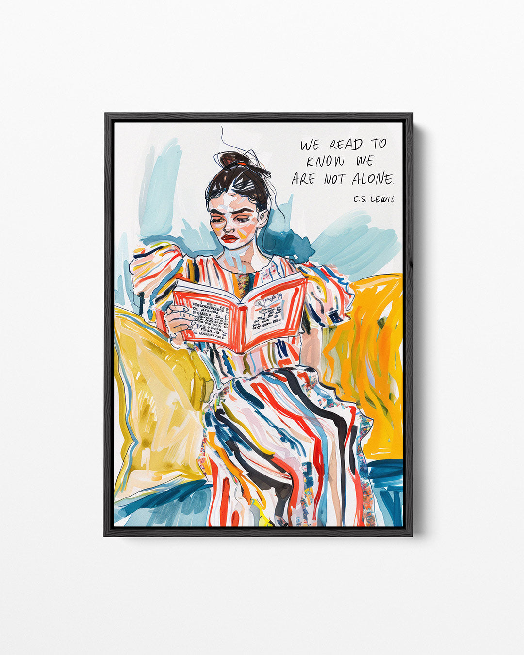 Lezende vrouw illustratie – staand wanddecoratie kunstwerk