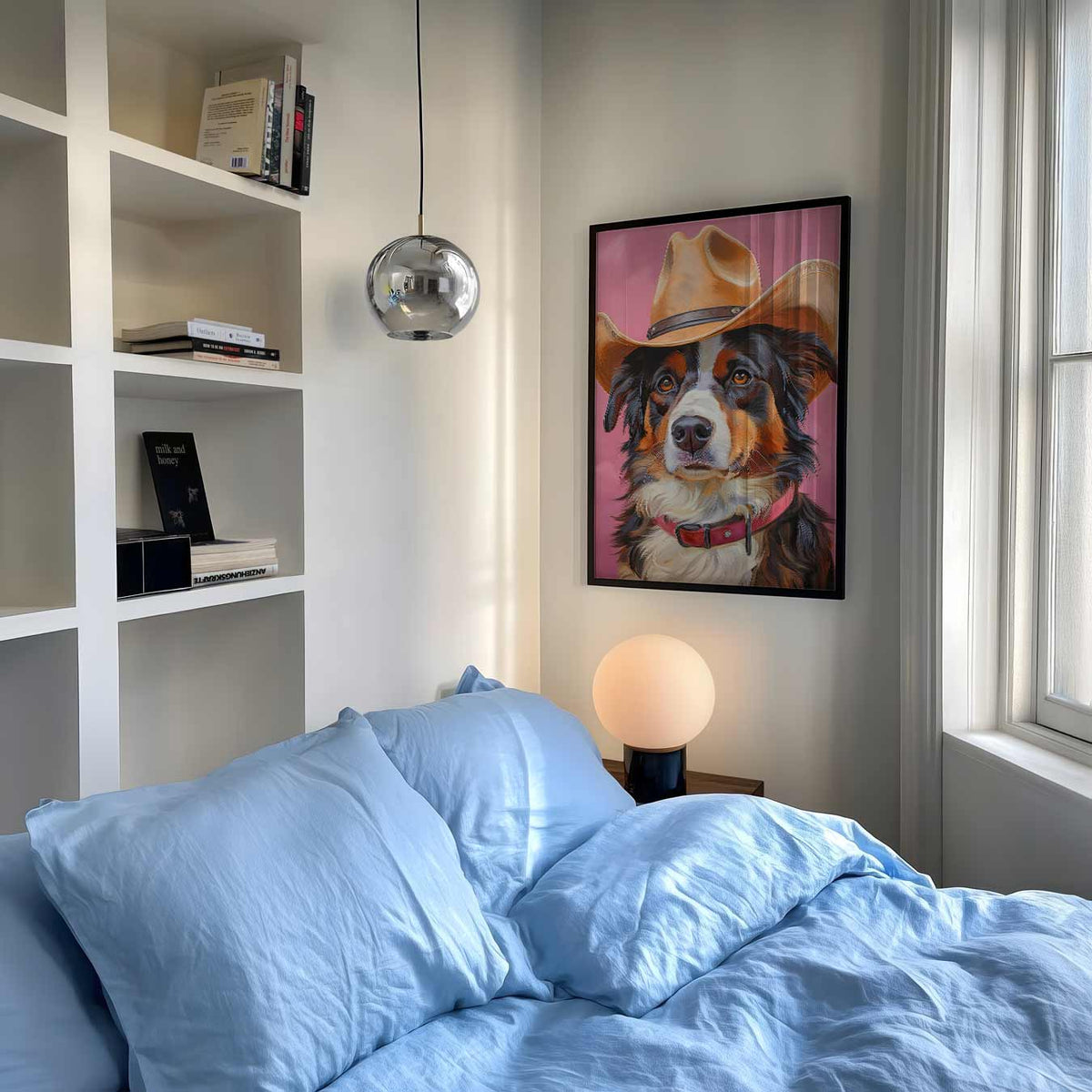 Cowboy Hond in Stijl – staande muurposter met dierenthema