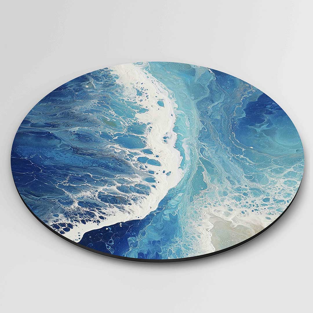 Blauwe golven – abstracte wandkunst als muurcirkel van WallArtistic