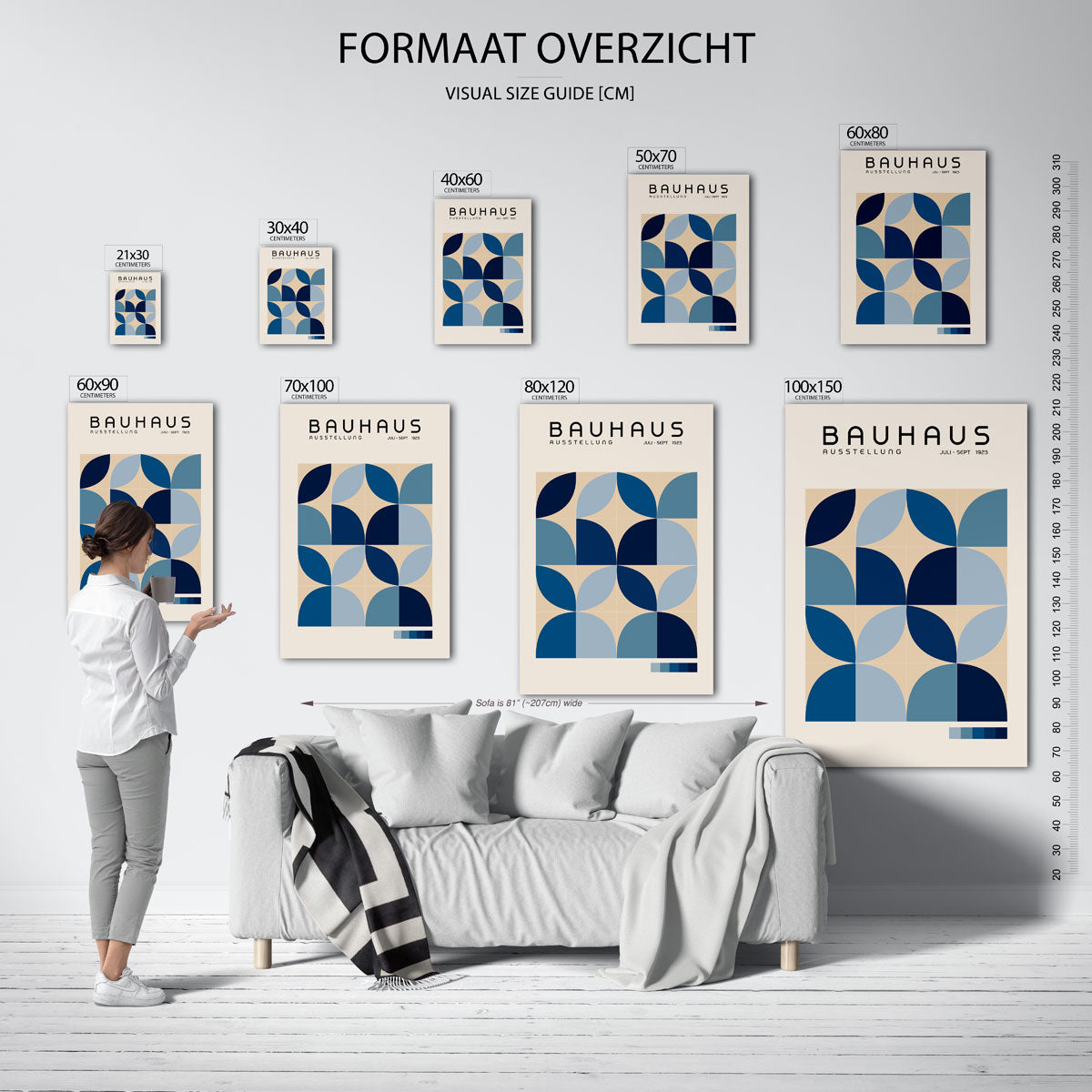 Vormritme en kleur – geometrische poster in Bauhaus-stijl van WallArtistic