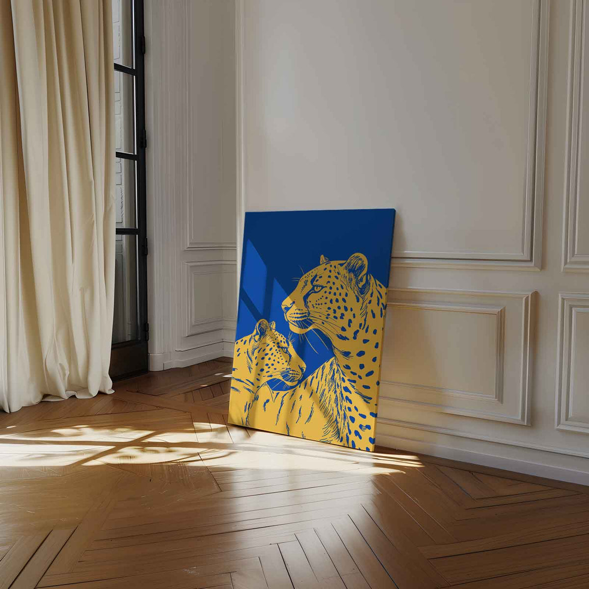 Twee Leoparden in Harmonie – staand kunstwerk voor modern interieur