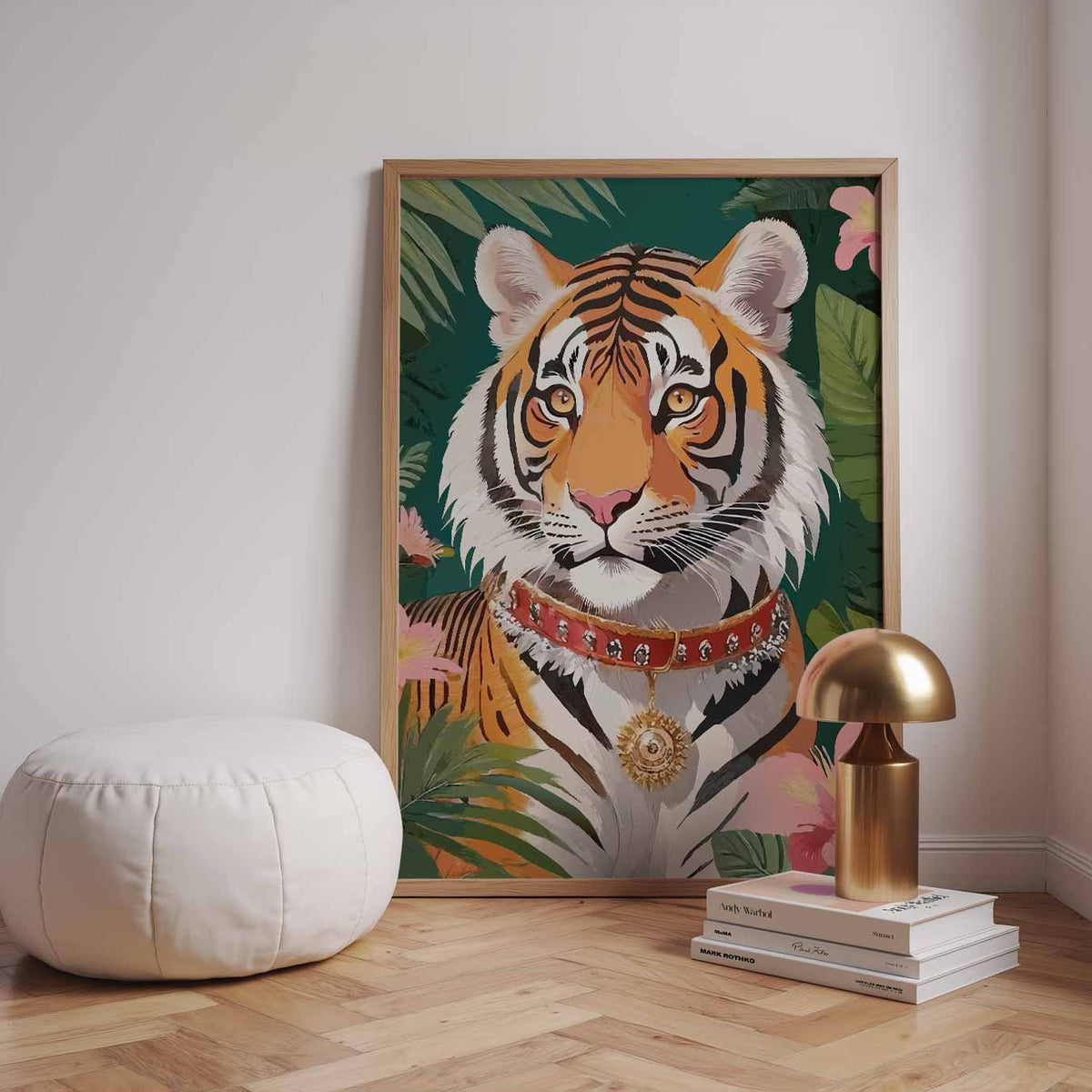 Elegante Tijger in Tropisch Paradijs – dieren poster in staand formaat
