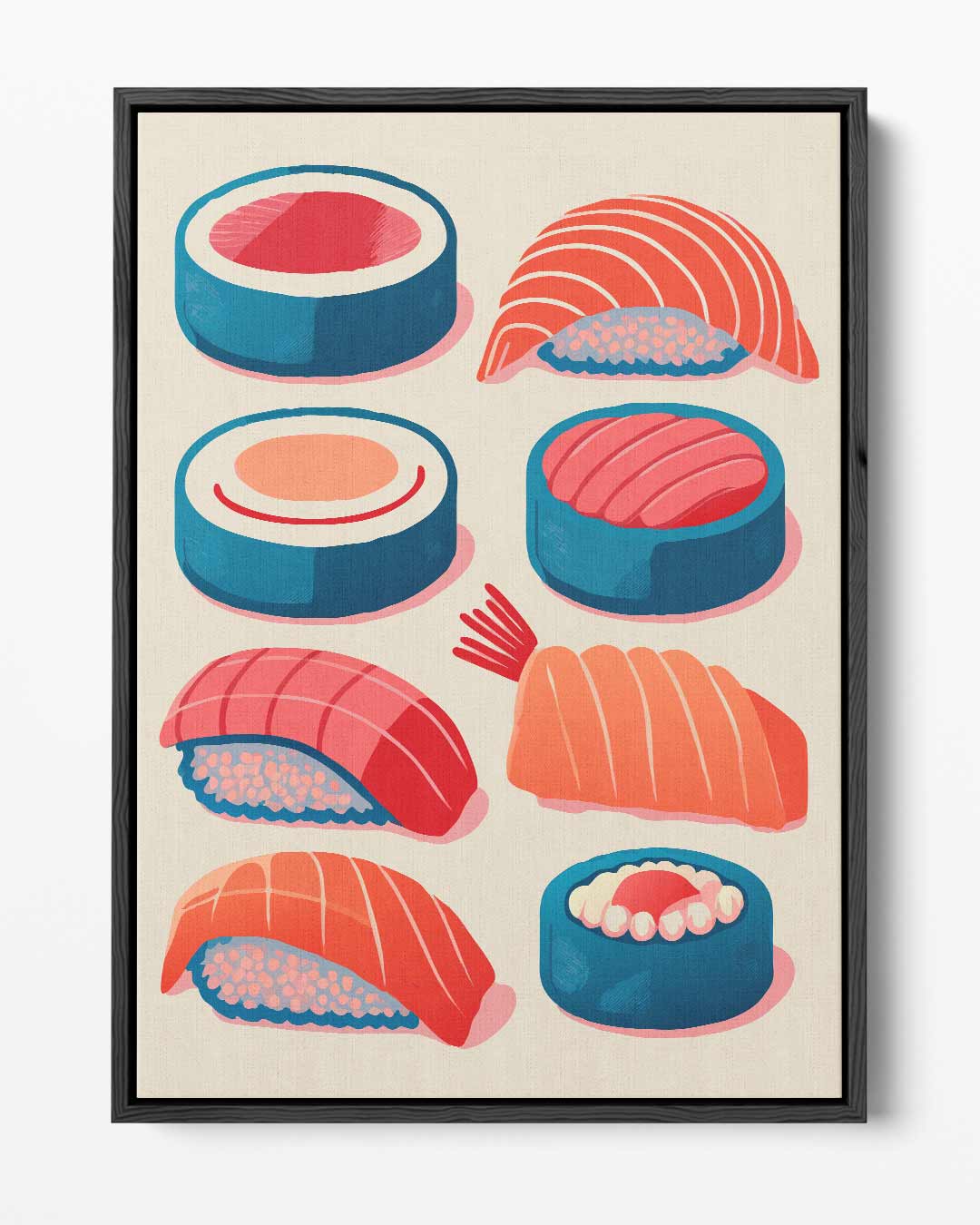 Kleurrijke Sushi Illustratie – portret kunstwerk als wanddecoratie