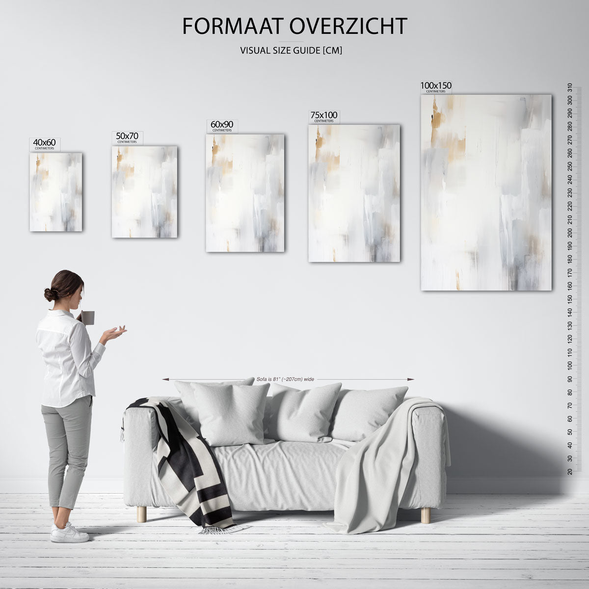 Subtiele kleurencompositie – staand wanddecoratie kunstwerk
