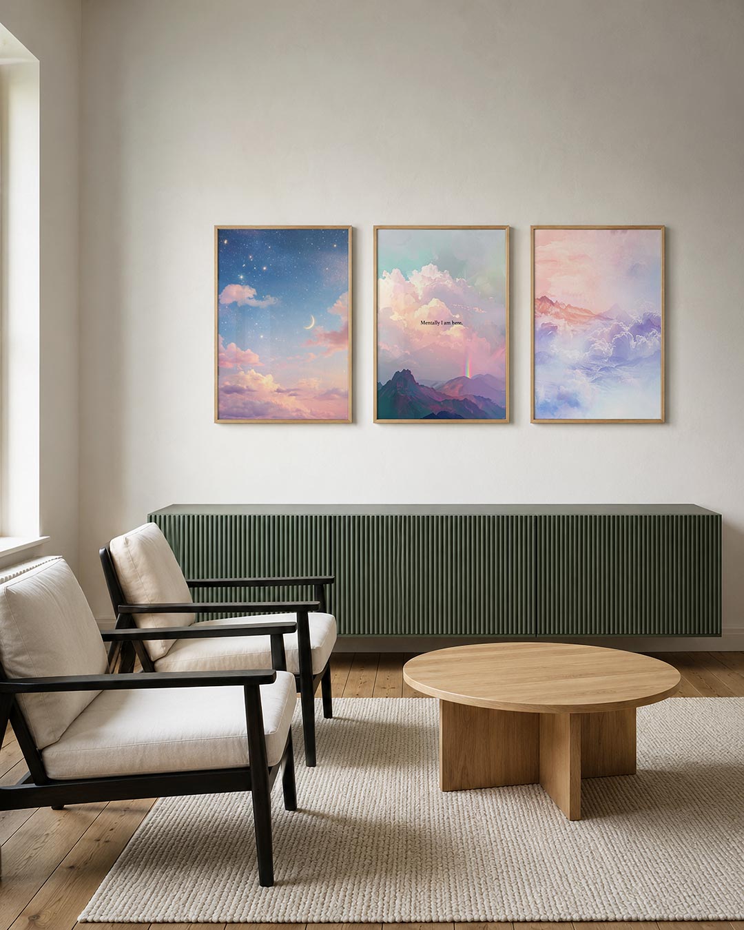 Hemelse kleurenpracht posterset – derde productweergave – een serene lucht met een zachte overgang van blauw naar