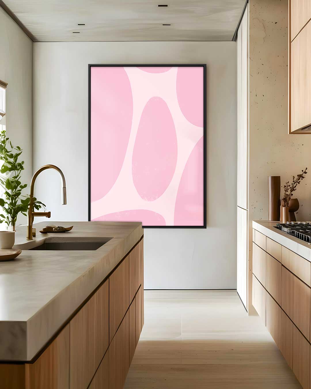 Speelse Roze Abstractie – modern portret kunstwerk van WallArtistic