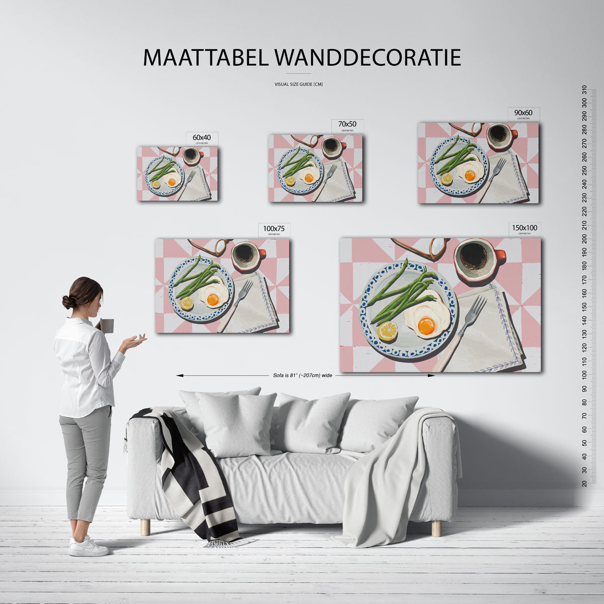 Ontbijt illustratie – kunstwerk op canvas, dibond of plexiglas