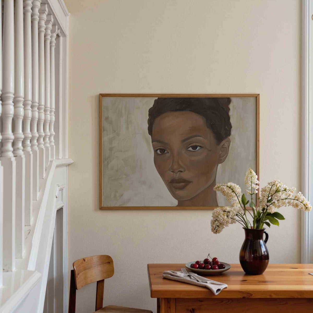 Portret van vrouw – liggende illustratie poster als wanddecoratie