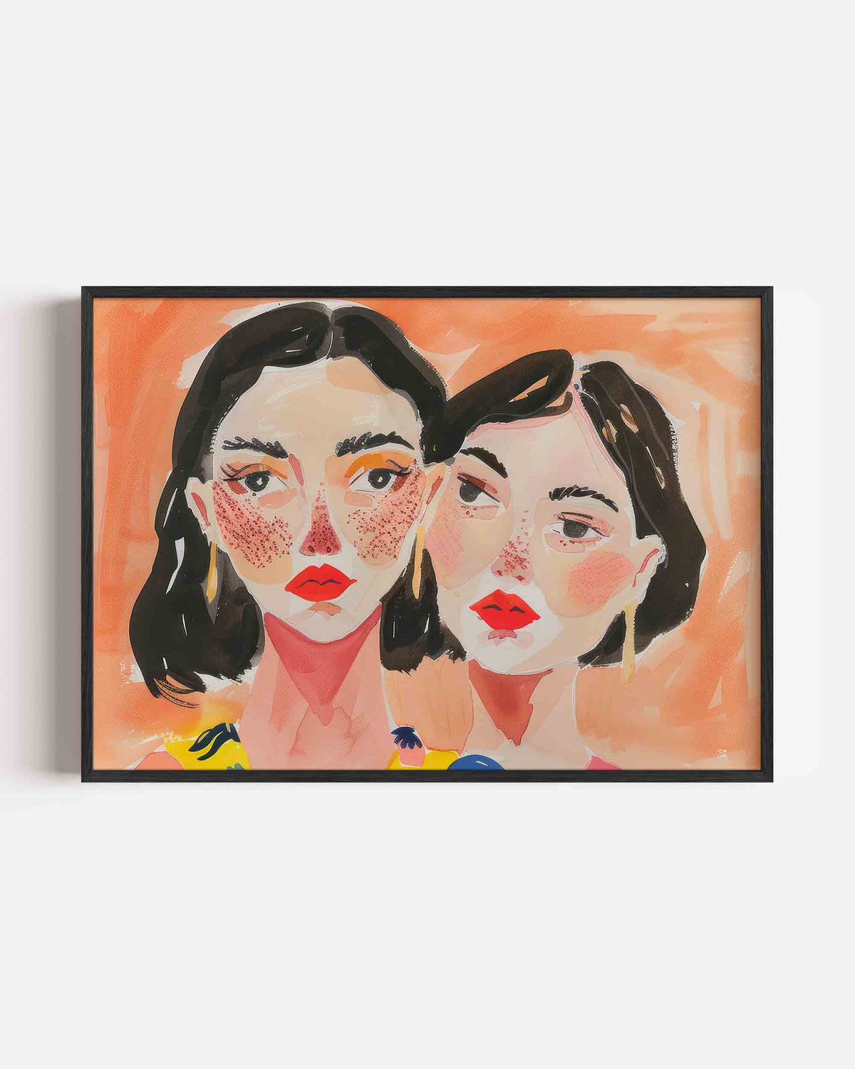 Twee gezichten met rode lippen – vrouwelijk portret als landscape poster