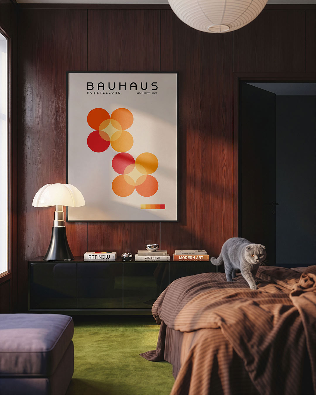 Vormritme en kleur – geometrische Bauhaus poster in staand formaat