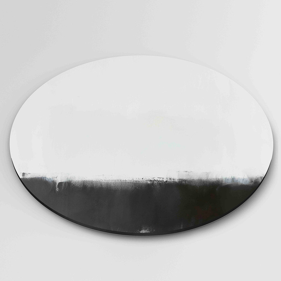 Abstracte zwart wit – moderne ronde wanddecoratie van WallArtistic