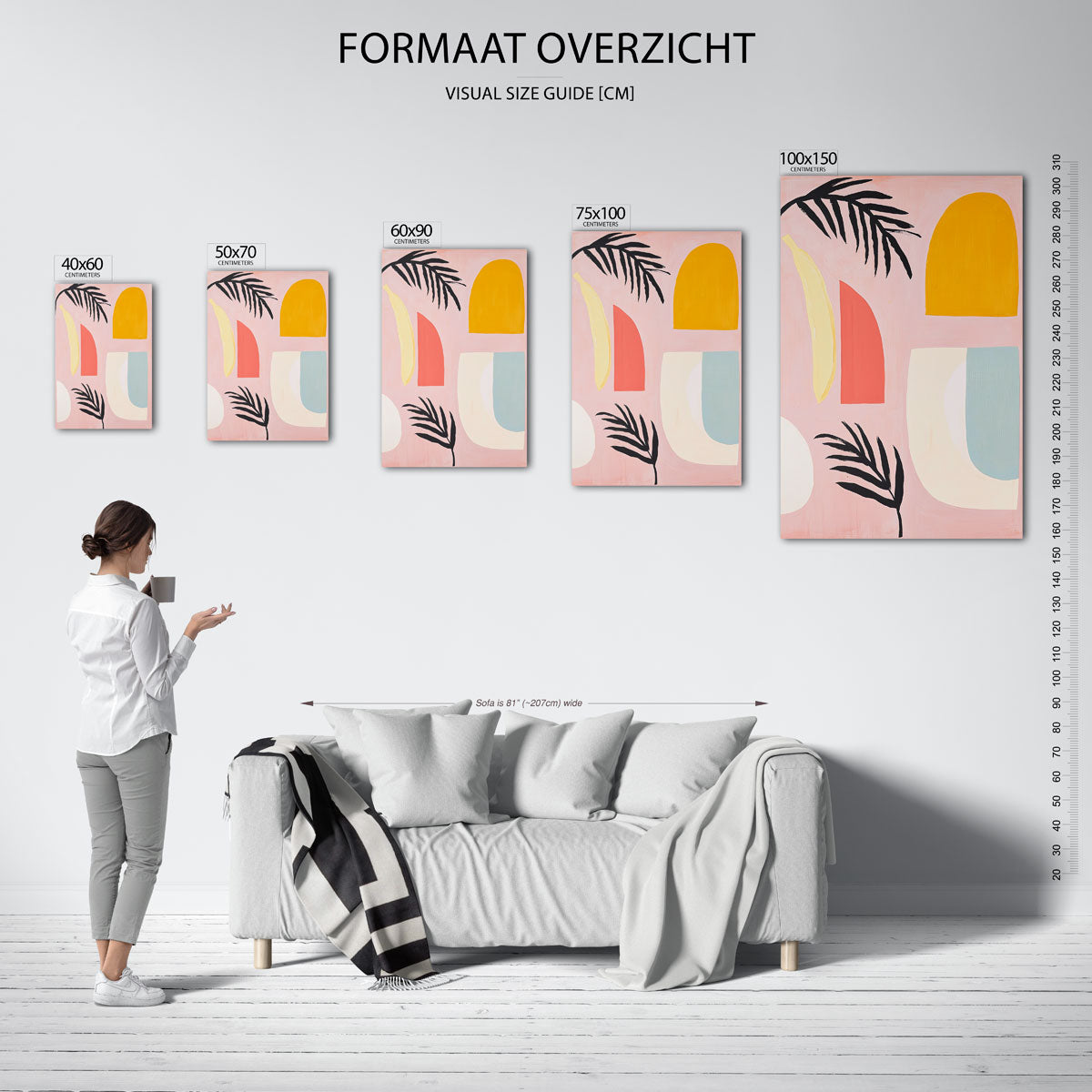 Vormen en kleuren – staand wanddecoratie kunstwerk