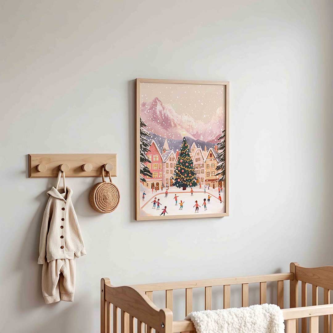 Schaatsende kinderen en kerstboom – kinderposter in staand formaat