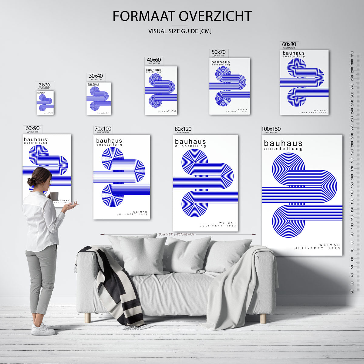 Lijnen en cirkelvormen – geometrische poster in Bauhaus-stijl van WallArtistic