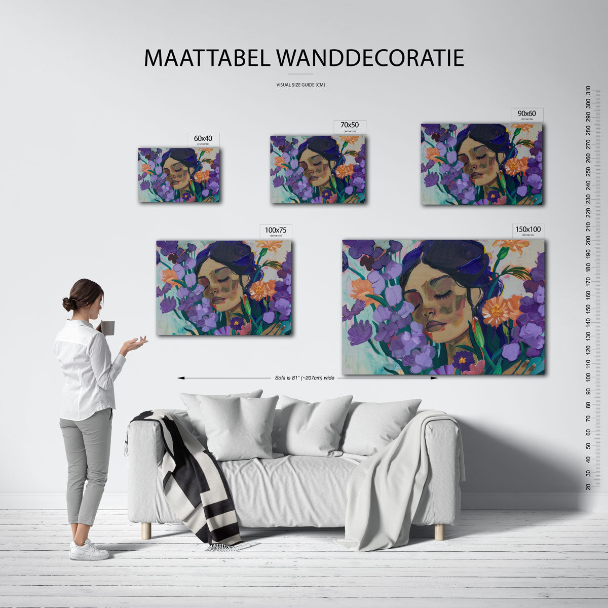 Dromerige bloemenportret – kunstwerk op canvas, dibond of plexiglas