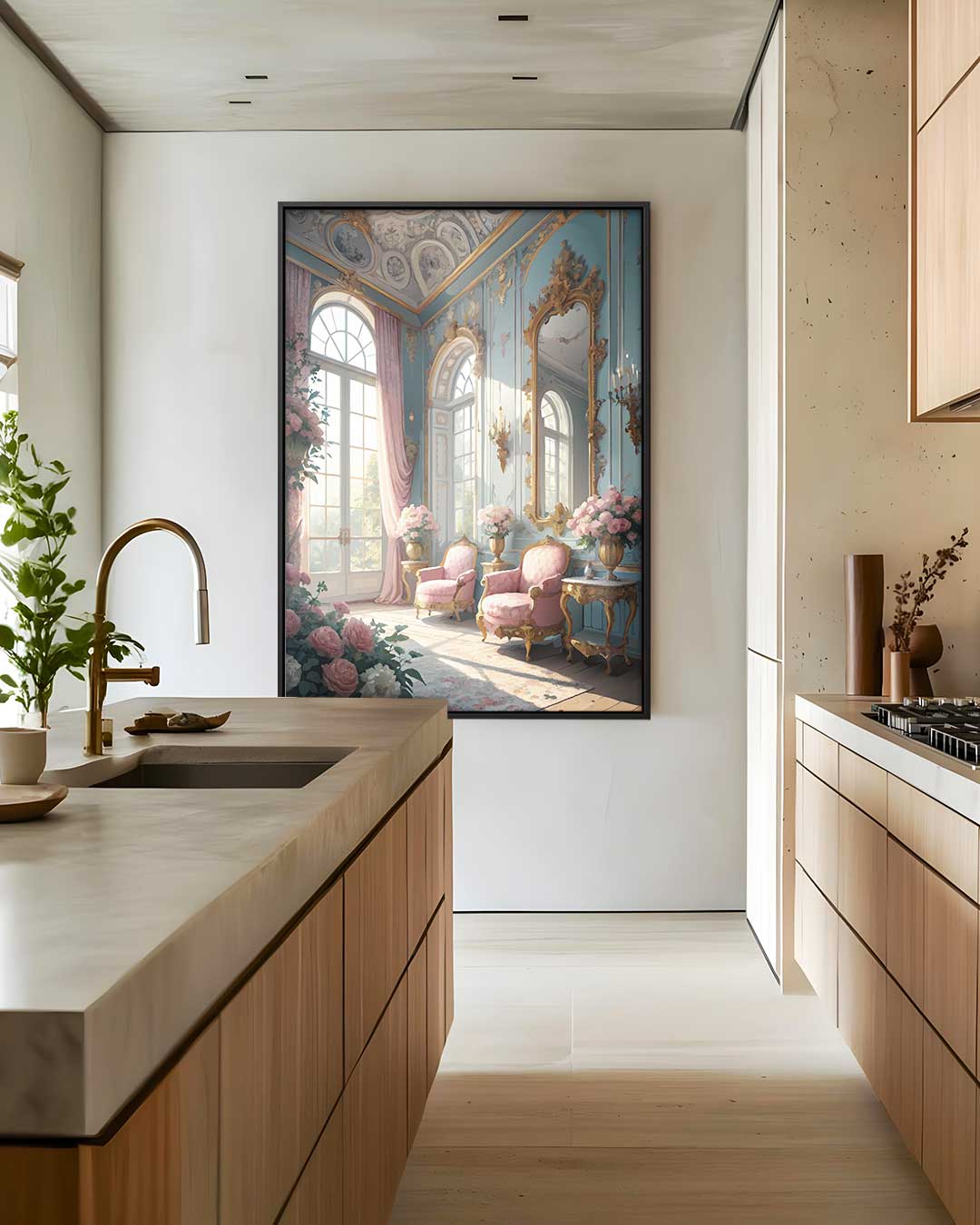 Romantische Salon Methamorfose – kunstwerk met zwarte baklijst