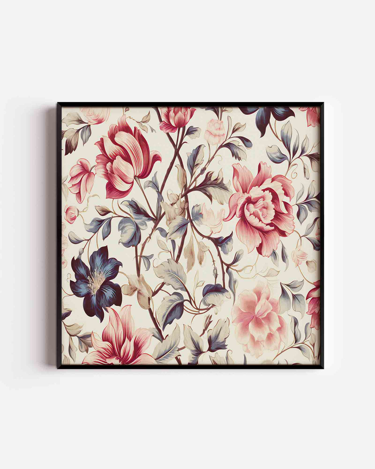 Bloemen en bladeren – vintage vierkante poster als wanddecoratie