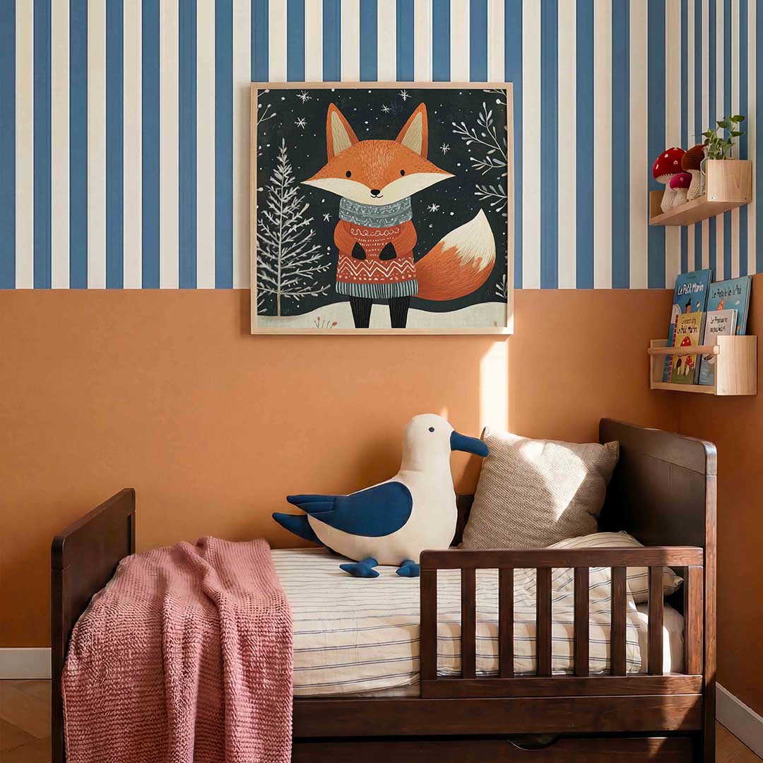 Vos met trui – kids poster in vierkant formaat