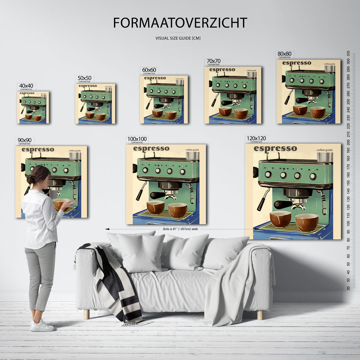 Espresso machine – vierkante muurposter voor keuken of eethoek