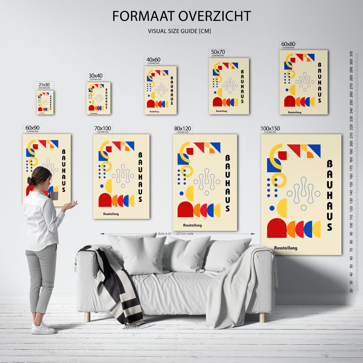 Vormen en vlakkenspel – geometrische poster in Bauhaus-stijl van WallArtistic