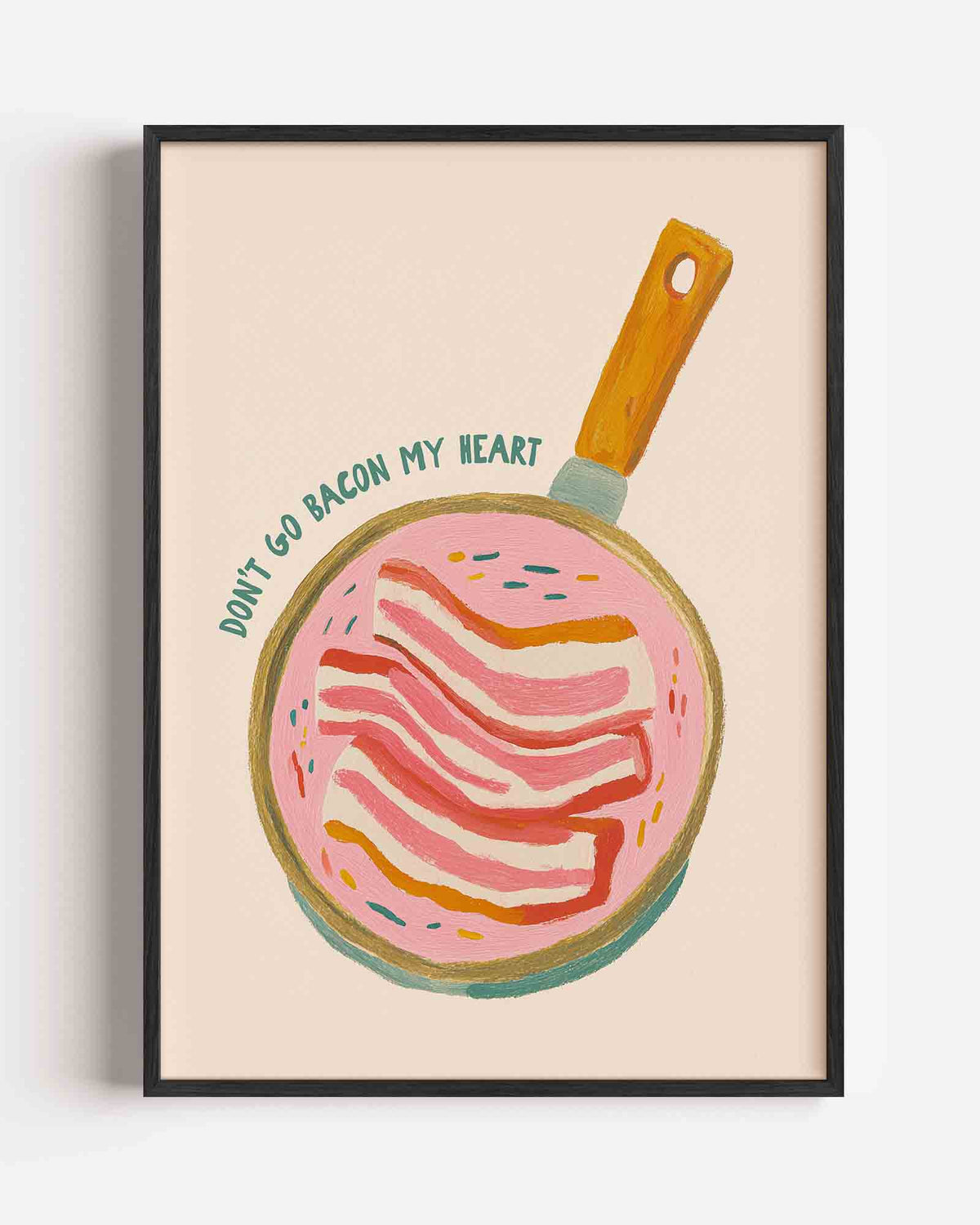 Bacon in pan – keuken portret poster als wanddecoratie