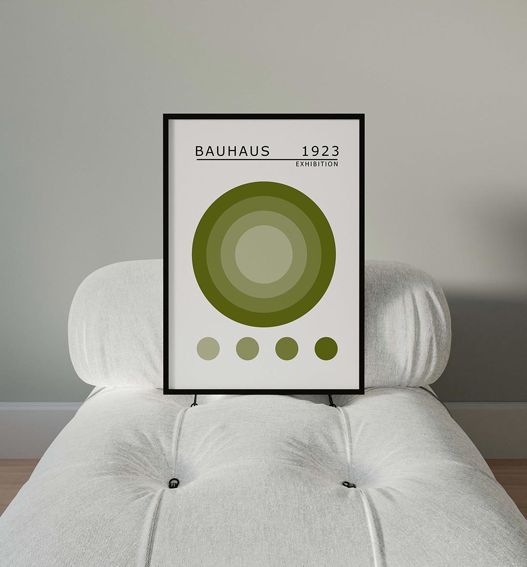 Cirkelritme groen – moderne Bauhaus wandkunst als poster