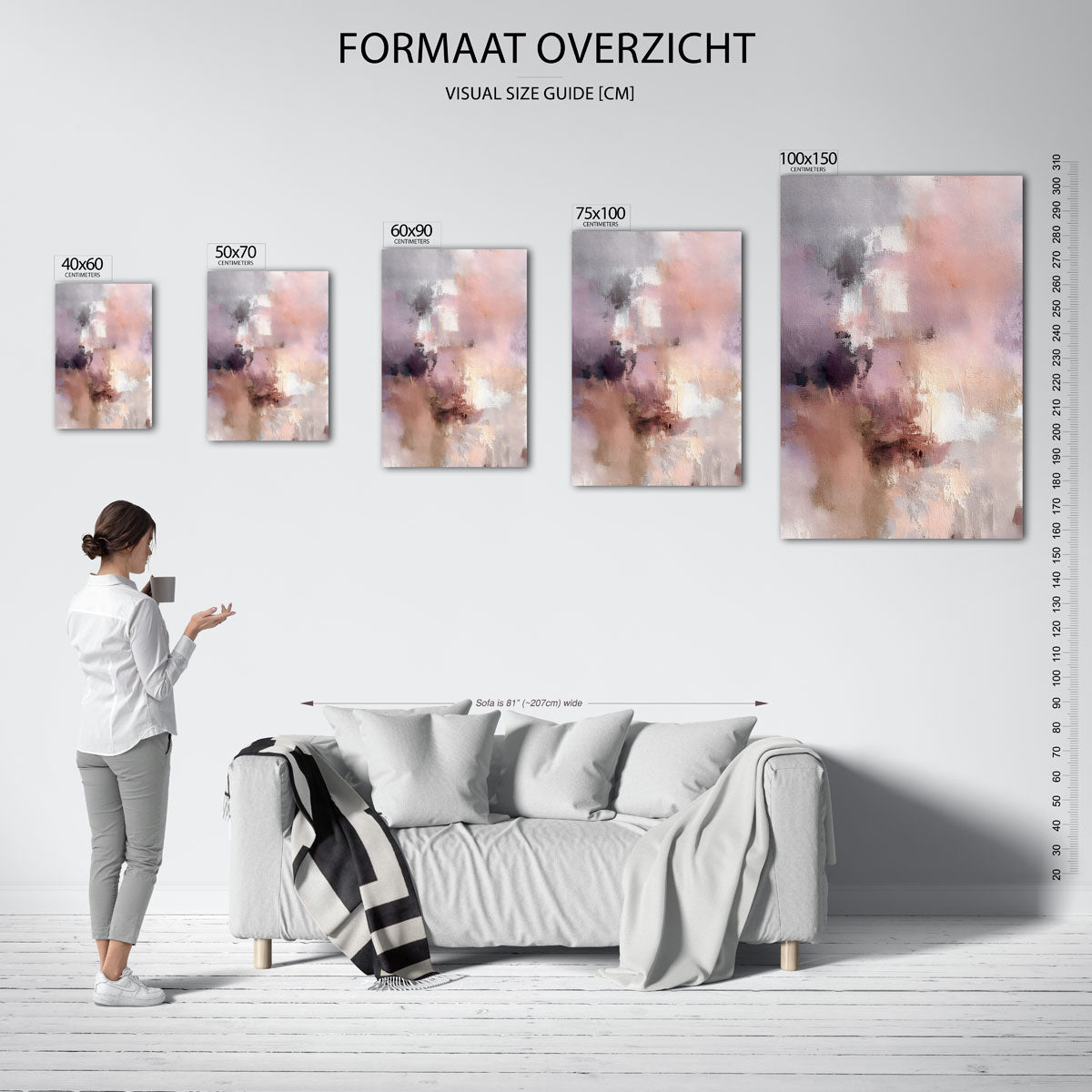 Zachte kleurenmix – staand wanddecoratie kunstwerk