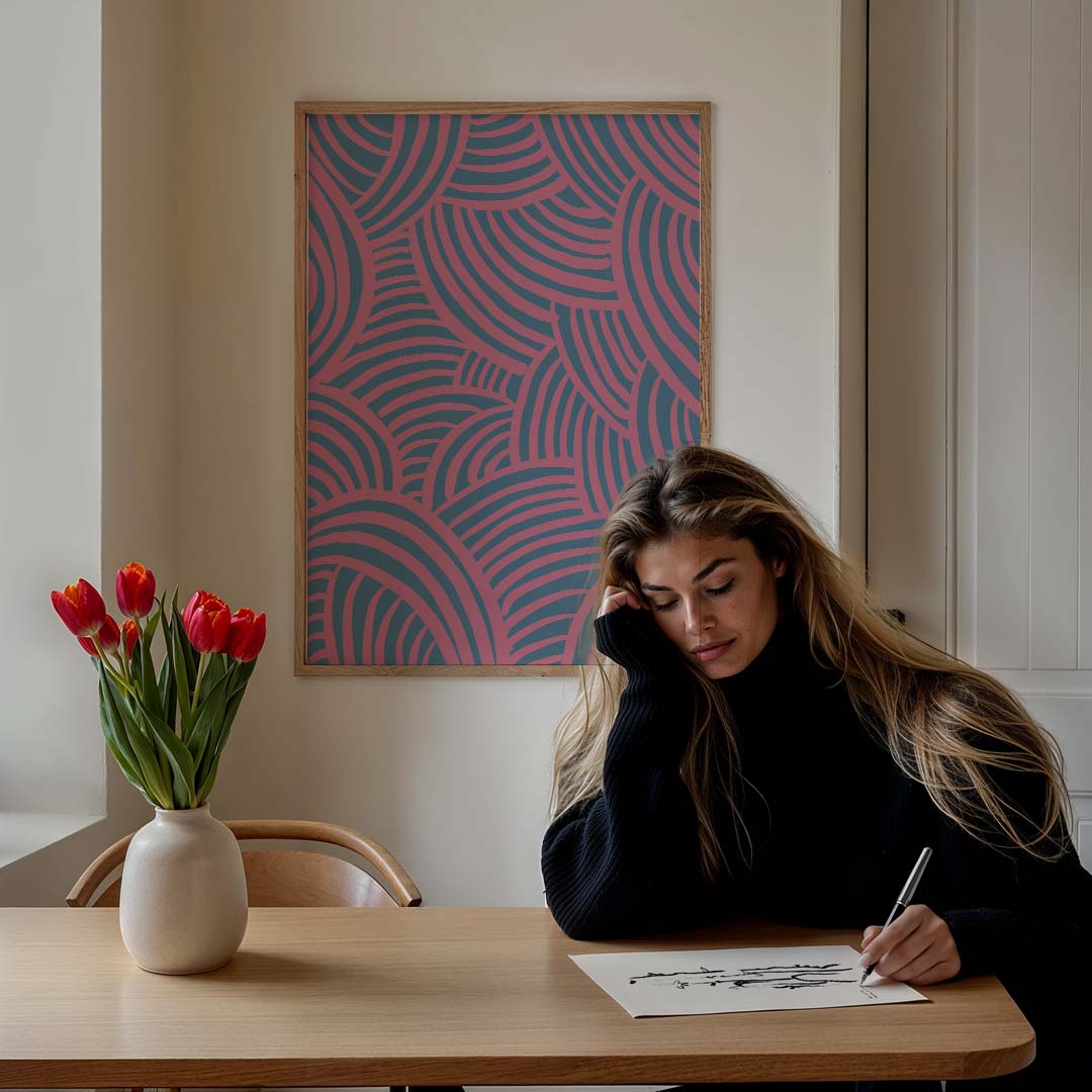 Kleurrijke Abstracte Strepenposter – staande muurposter voor een modern interieur