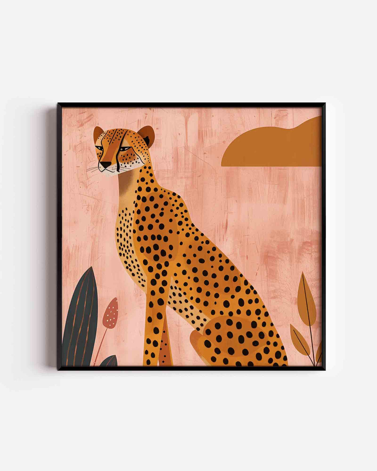 Luipaard op roze achtergrond – vierkante kinderposter als wanddecoratie