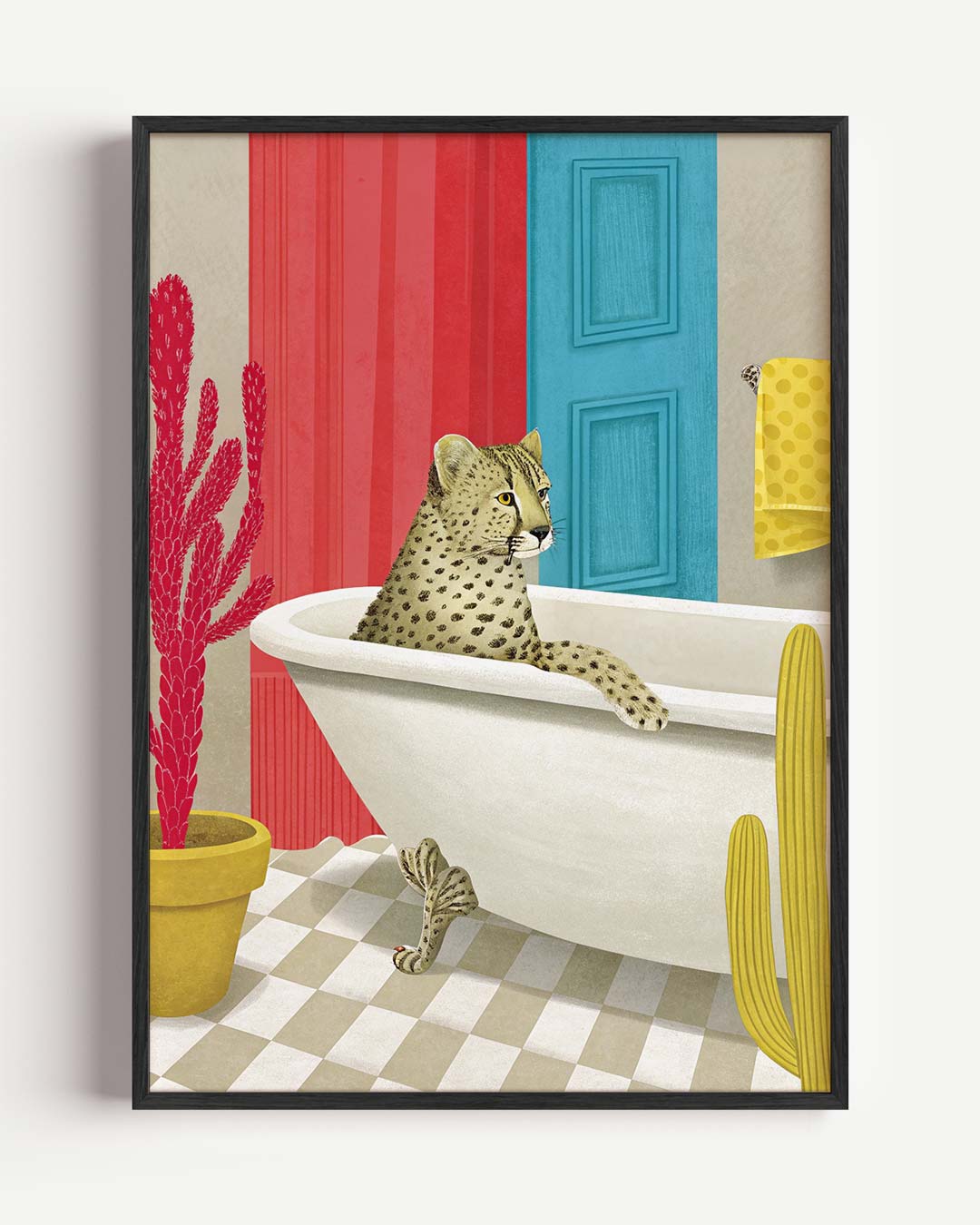 Speelse Safari Badkamer – zomer portret poster als wanddecoratie