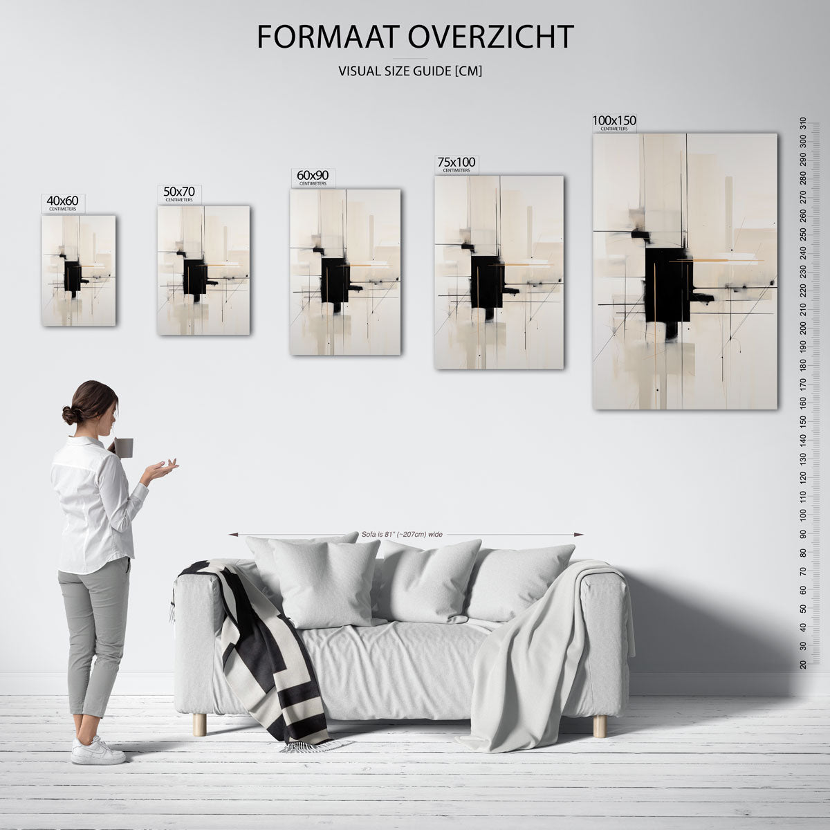 Geometrische lijnen – staand wanddecoratie kunstwerk
