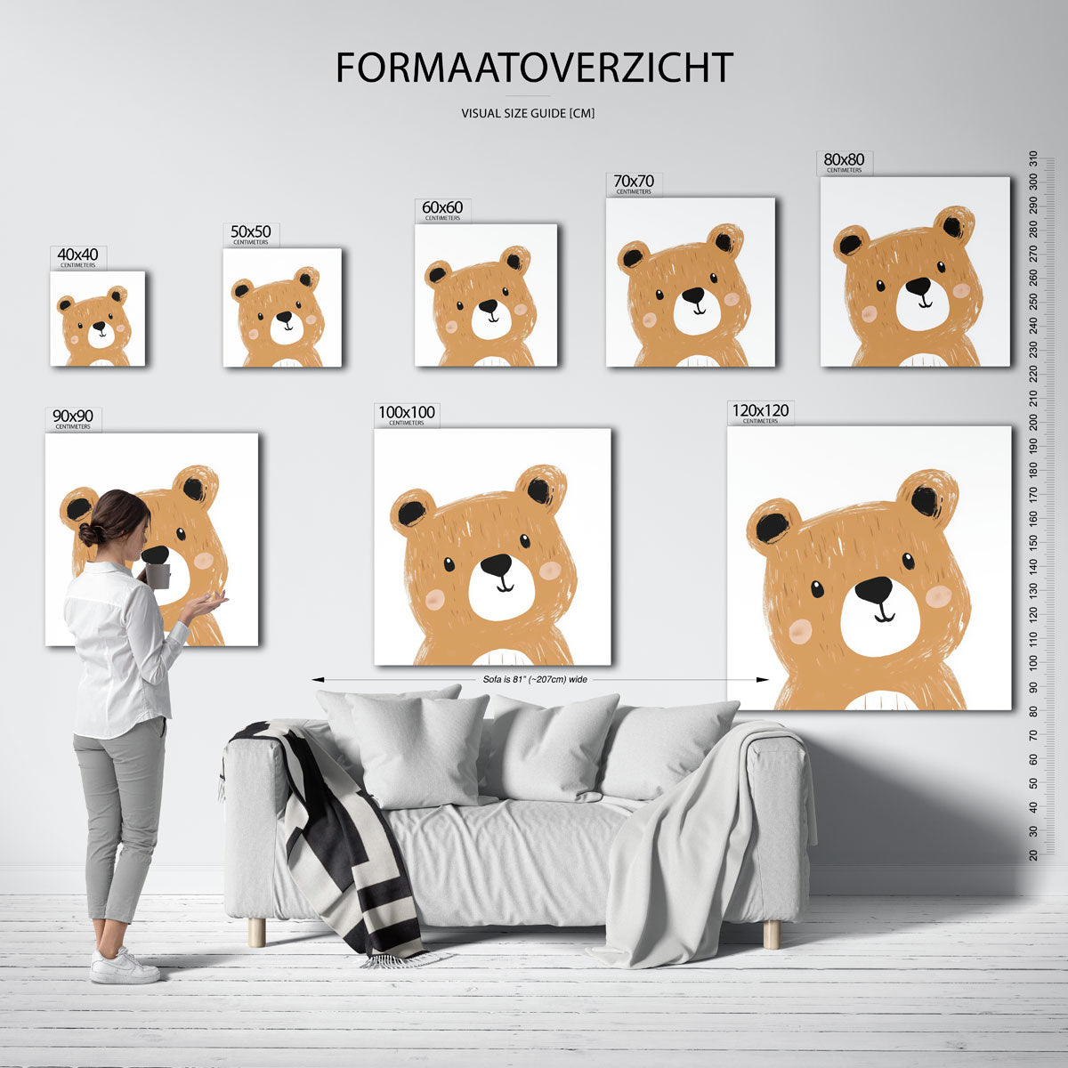 Schattige beer – vierkante muurposter voor de kinderkamer