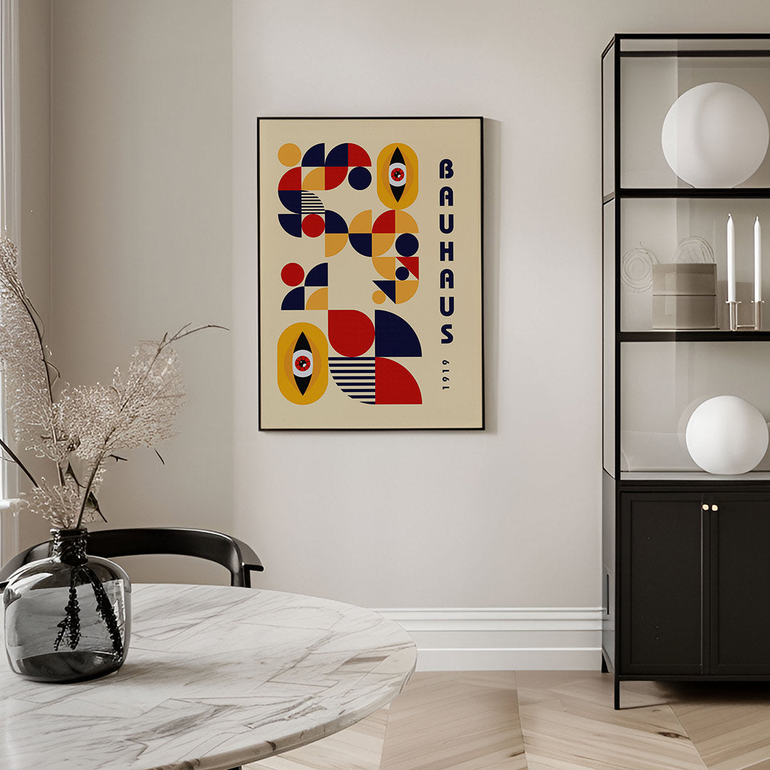 Vormen en vlakkenspel – geometrische Bauhaus poster in staand formaat