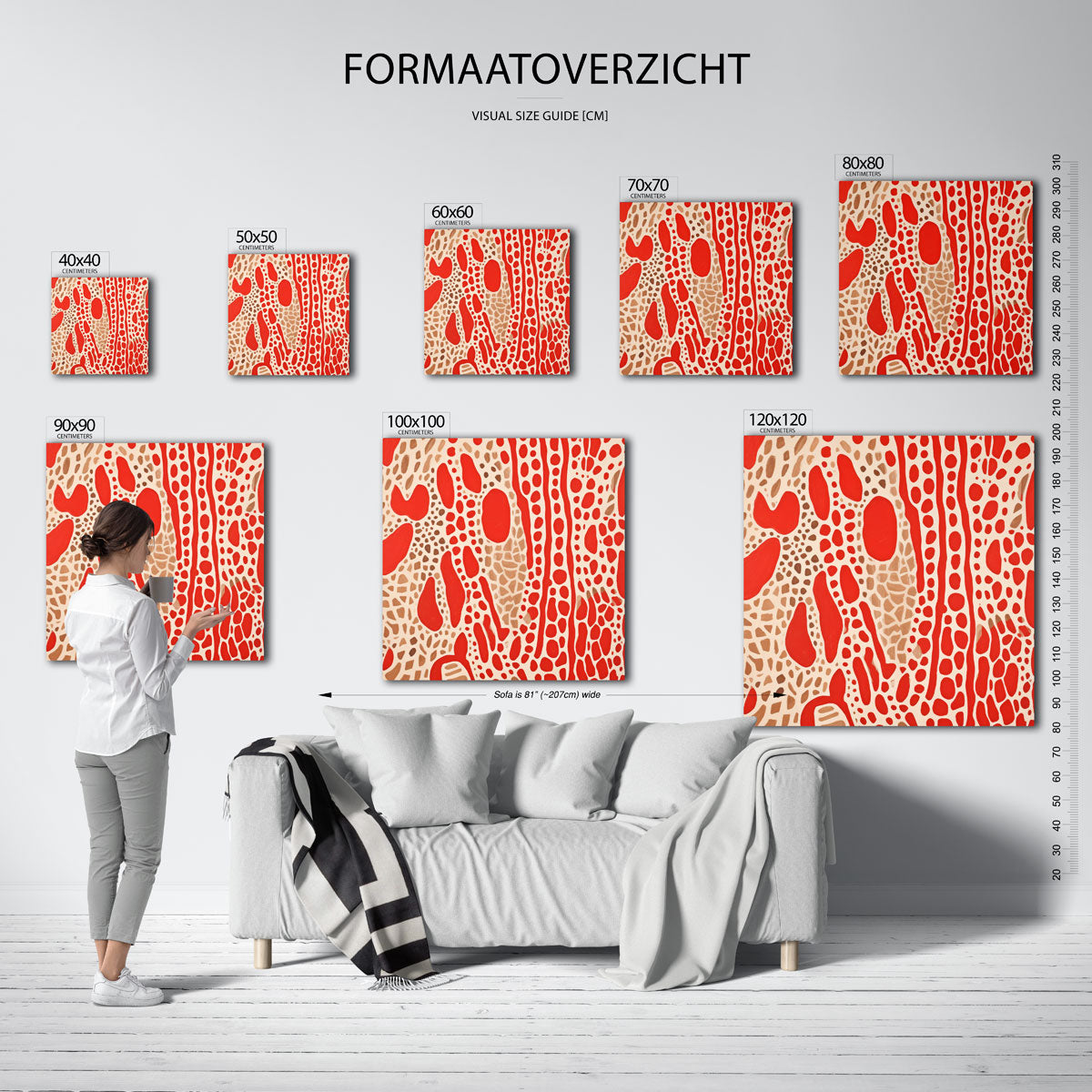 Organische vormen – vierkante muurposter met kleurrijke illustratie