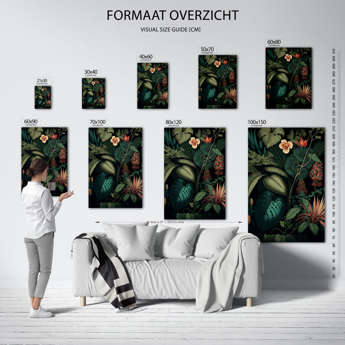 Weelderige planten – staande muurposter met jungle thema