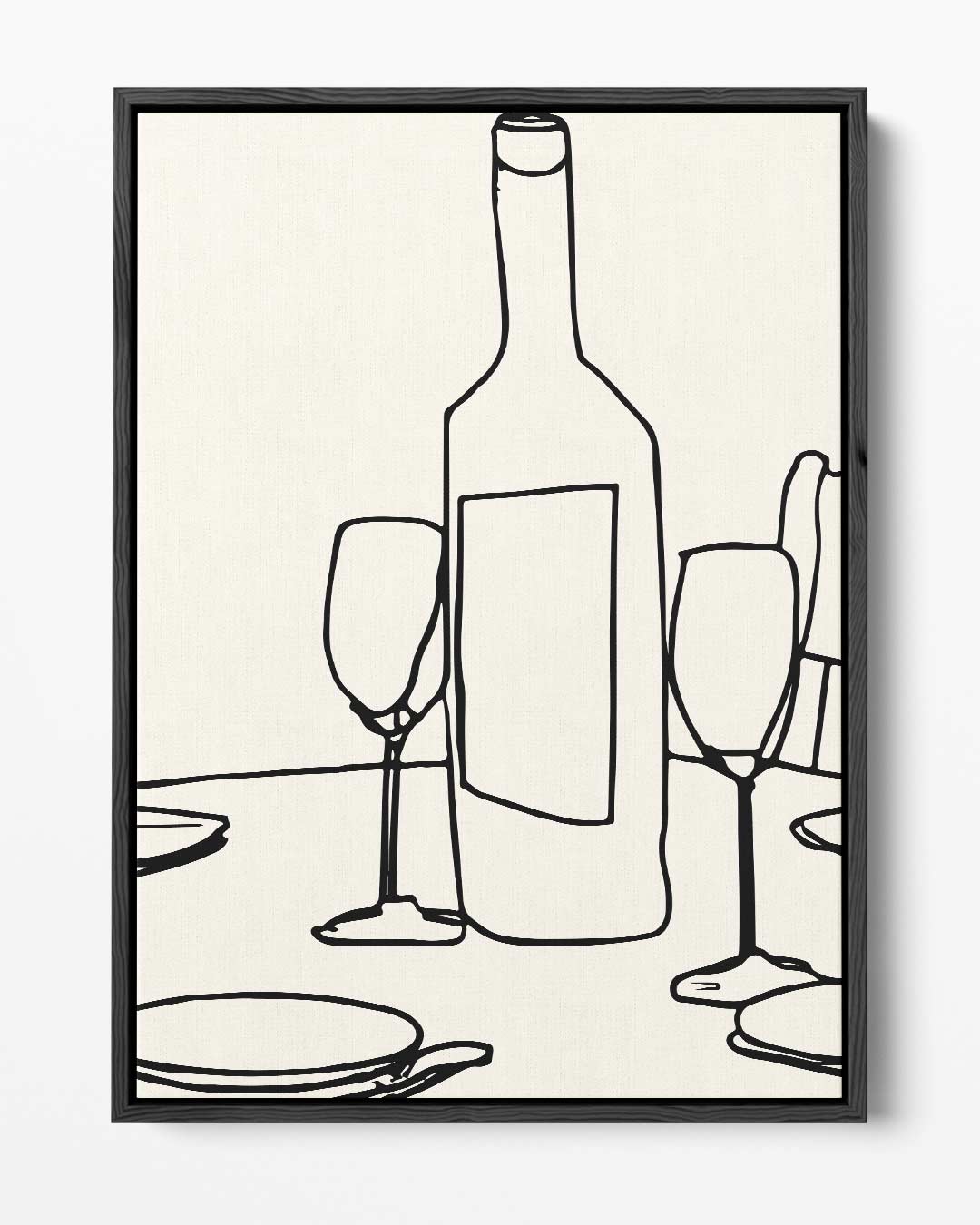 Minimalistisch Tafereel van Wijn en Glazen – portret kunstwerk als wanddecoratie