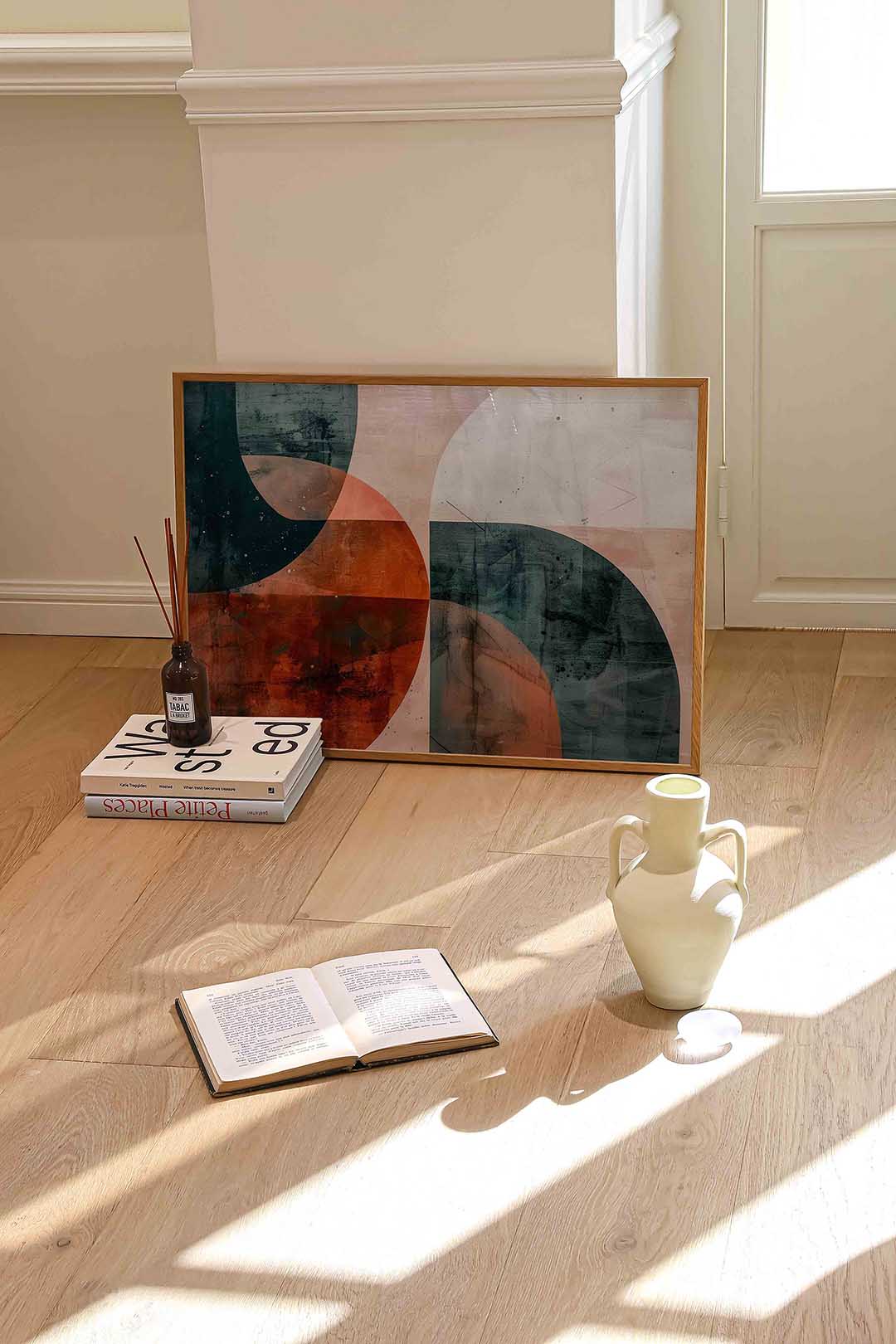 Abstracte vormen – liggende abstracte wanddecoratie van WallArtistic
