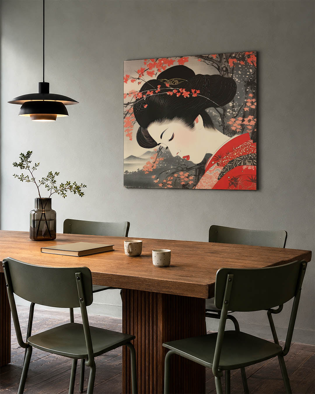 Elegante vrouwelijke portret kunstwerk – tweede productweergave – dit kunstwerk toont een vrouw met een serene uitdrukking