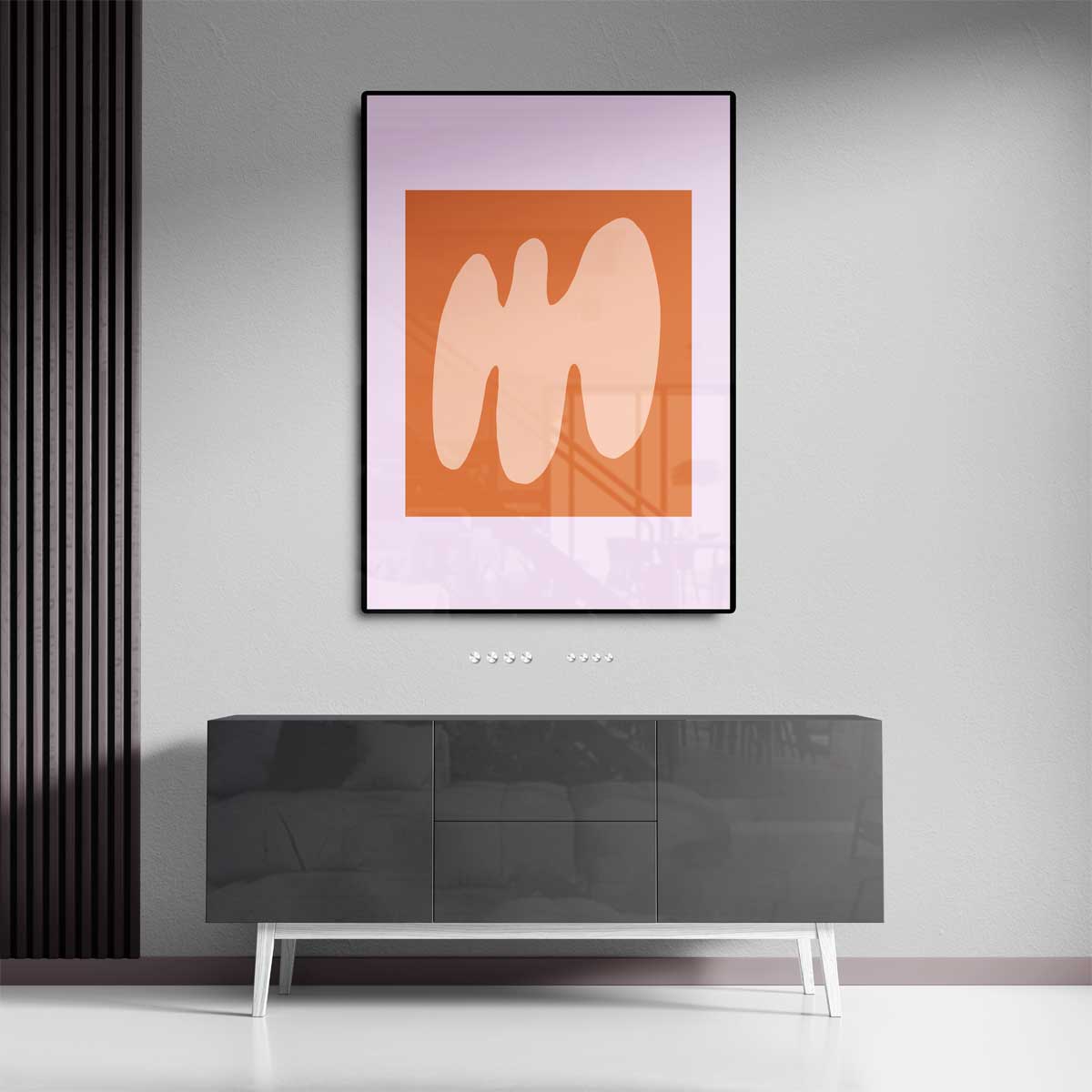 Zachte Abstractie in Perzikkleur – canvas wanddecoratie in portret formaat